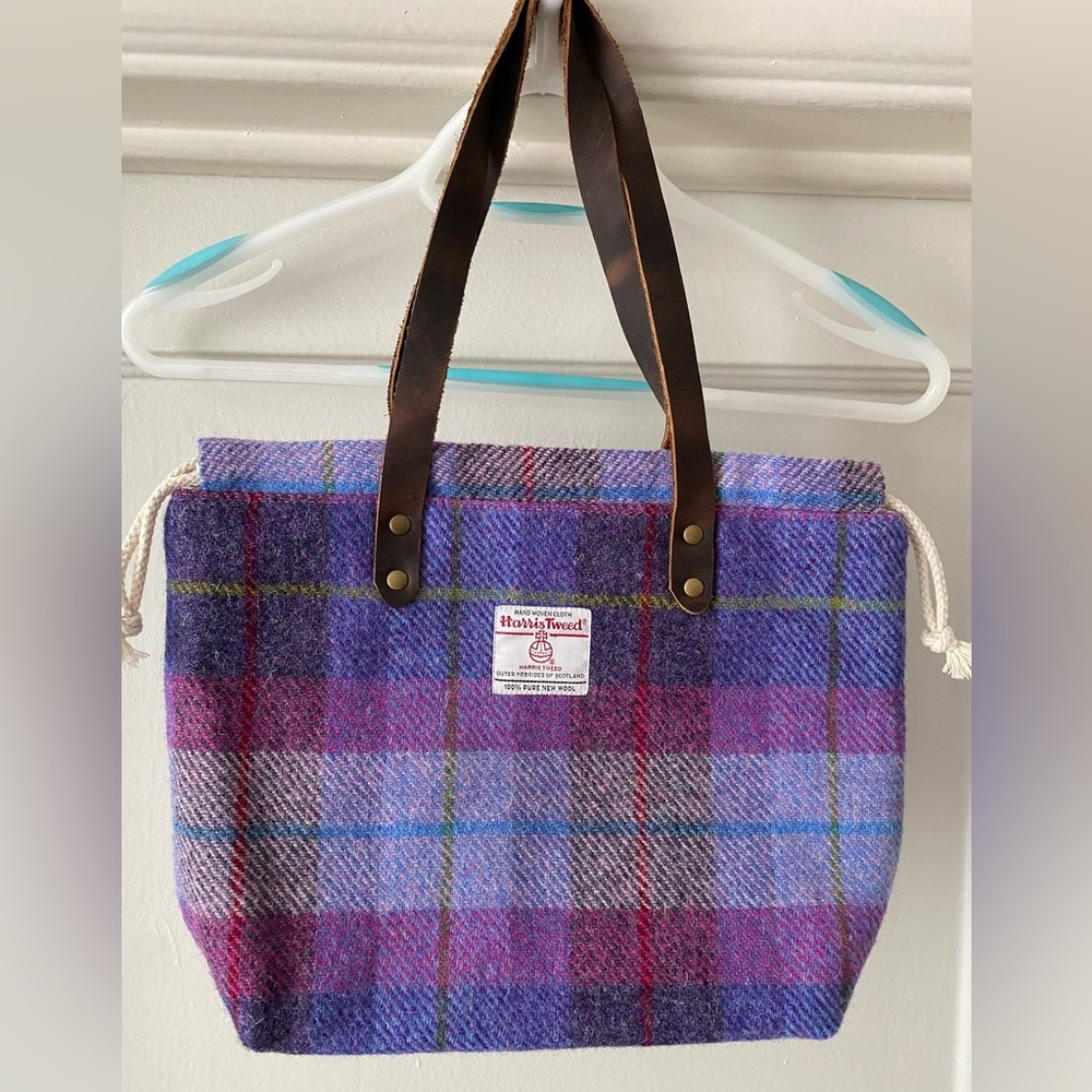 Harris Tweed Wool Knitting Project Tote Bag